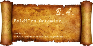 Balázs Artemisz névjegykártya